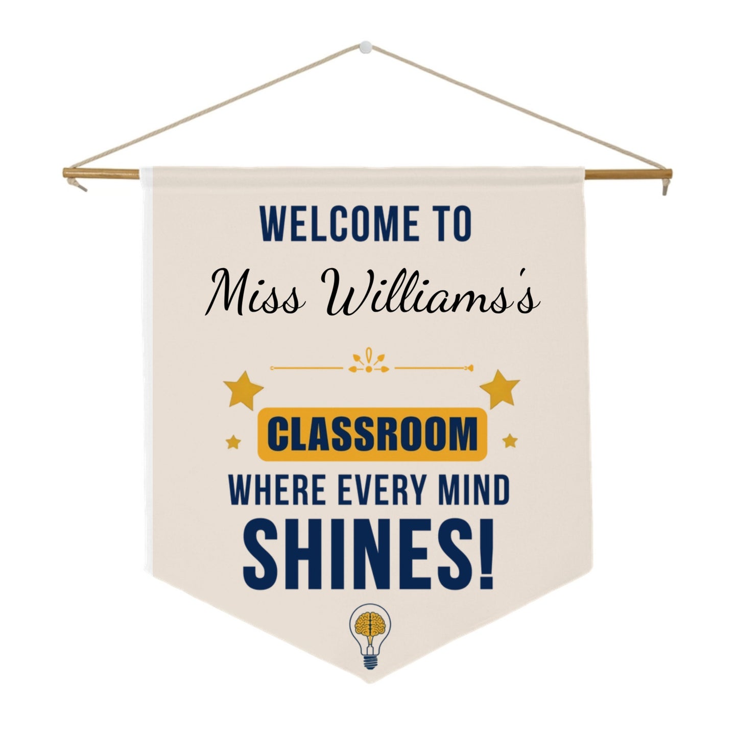 Personalized Teacher Wall Pennant – Custom Classroom Banner with Name – Unique Teacher Gift – Printed Decor for Classroom