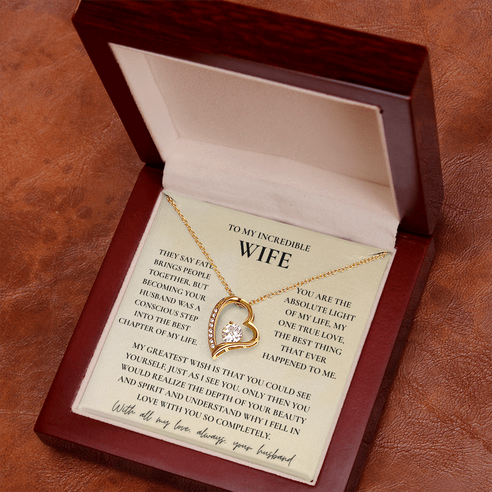 To My Wife Necklace - Romantic Heart Gift with Message Card