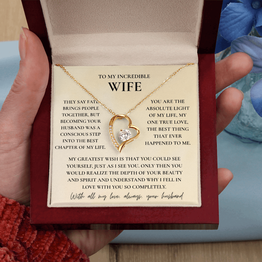 To My Wife Necklace - Romantic Heart Gift with Message Card