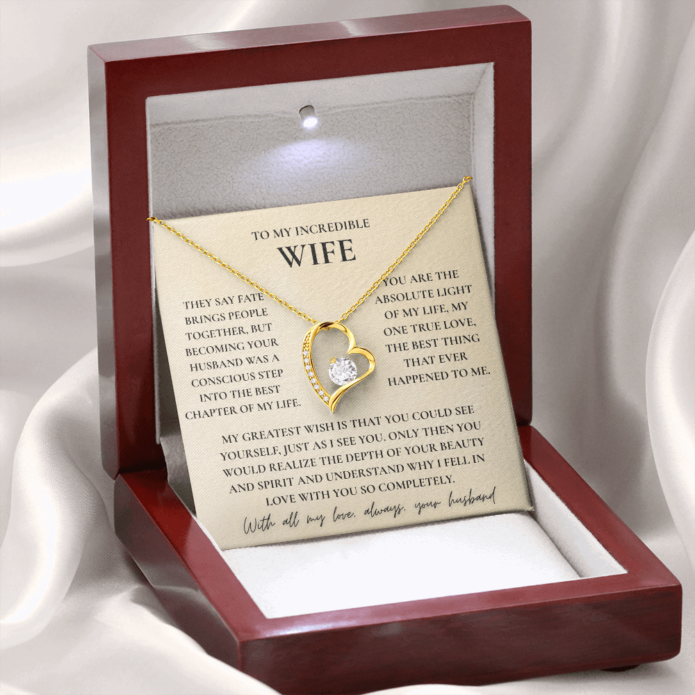 To My Wife Necklace - Romantic Heart Gift with Message Card
