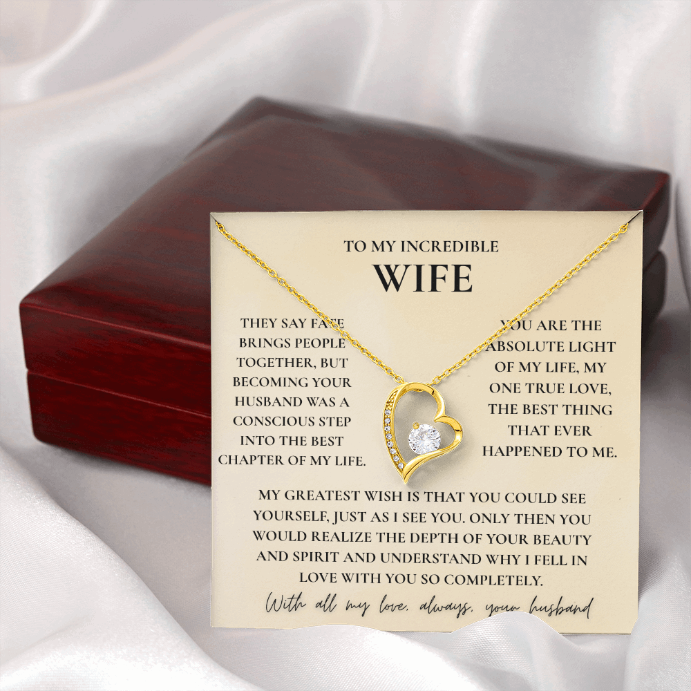 To My Wife Necklace - Romantic Heart Gift with Message Card