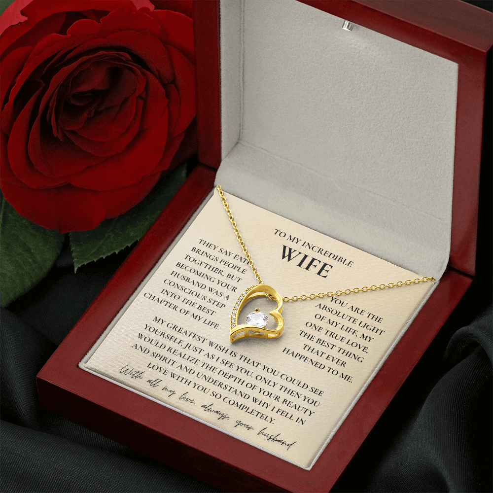 To My Wife Necklace - Romantic Heart Gift with Message Card