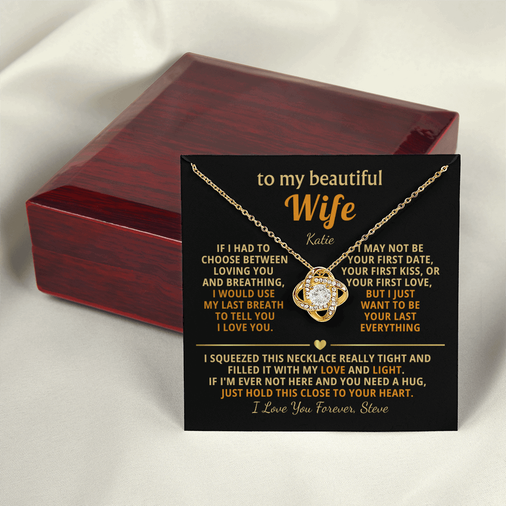 Personalized To My Wife Necklace - Heartfelt Love Knot Gift Set for Christmas, Anniversary or Birthday