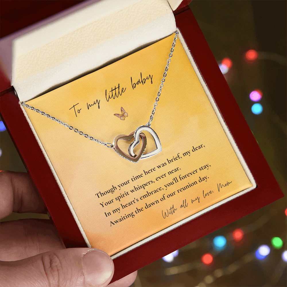 Loss of Child Memorial Necklace | Infant Loss Keepsake Jewelry | Interlocking Hearts Bereavement Gift for Mom