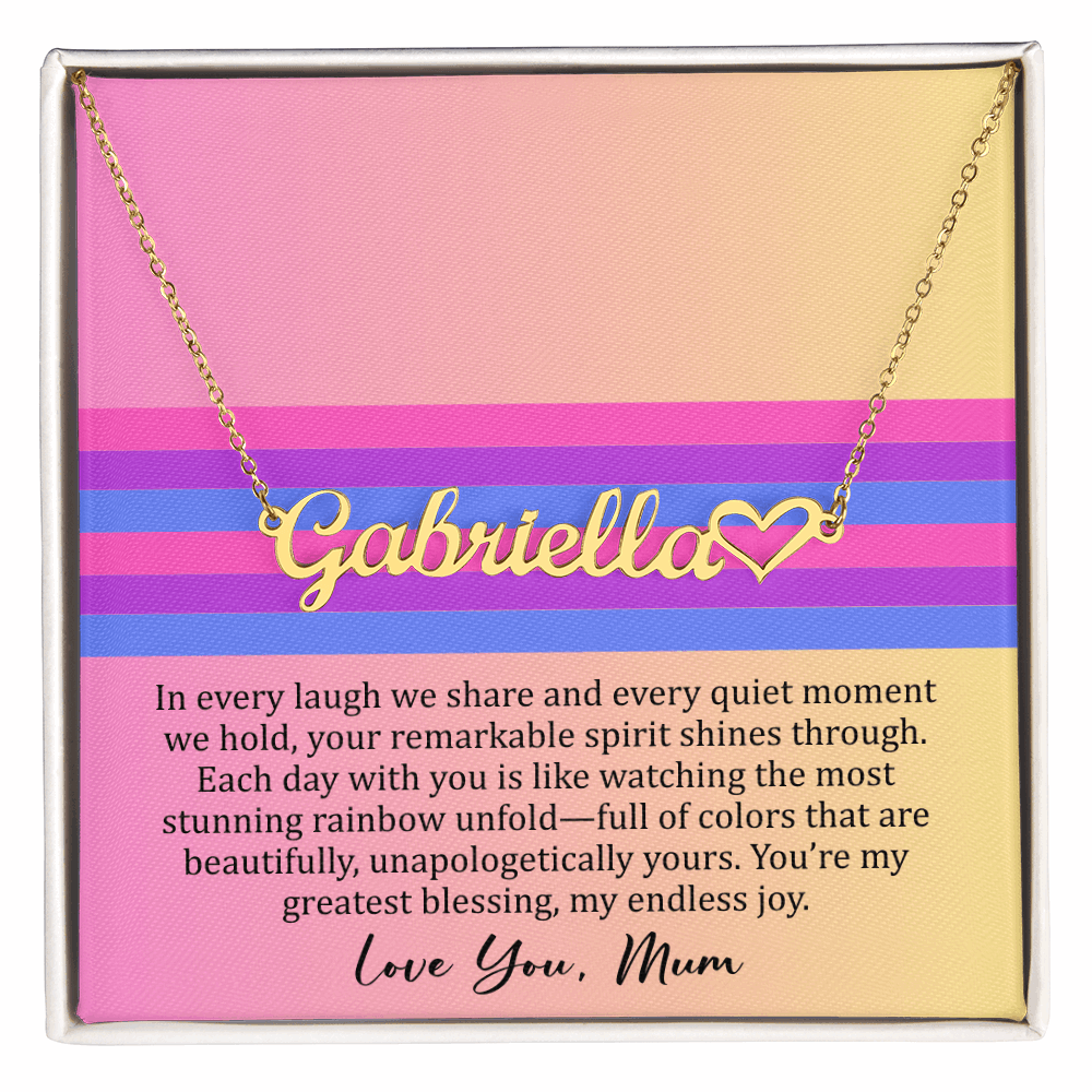 Personalized Bisexual Pride Name Necklace – Meaningful Gift from Mom for Daughter or Son