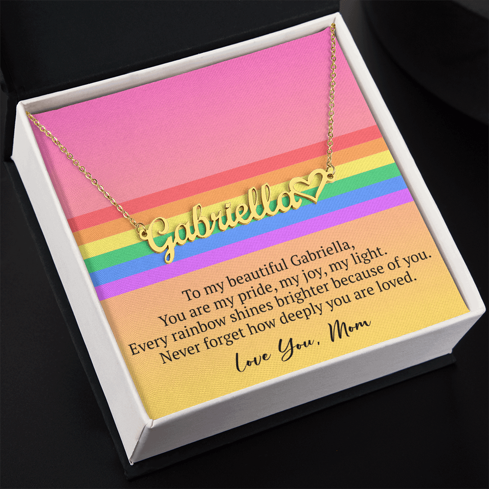Custom Name Necklace – Rainbow Pride Gift for LGBT Child from Mom