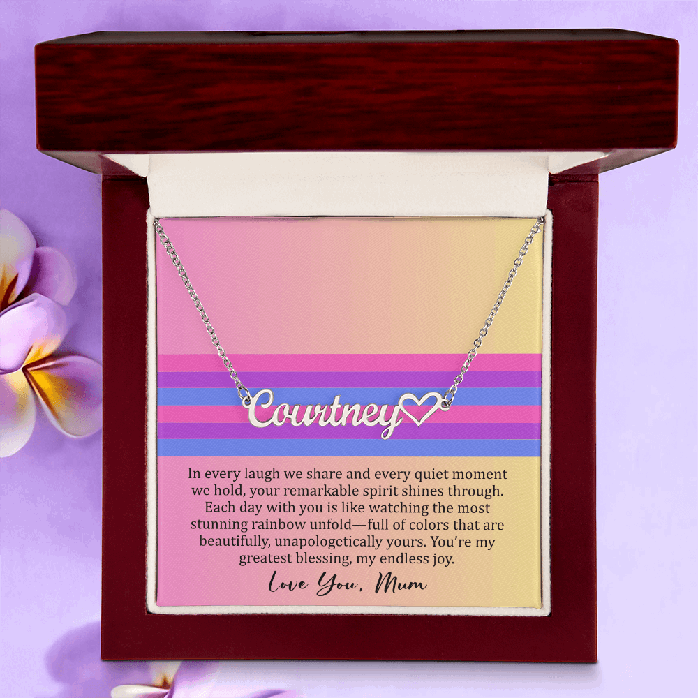 Personalized Bisexual Pride Name Necklace – Meaningful Gift from Mom for Daughter or Son