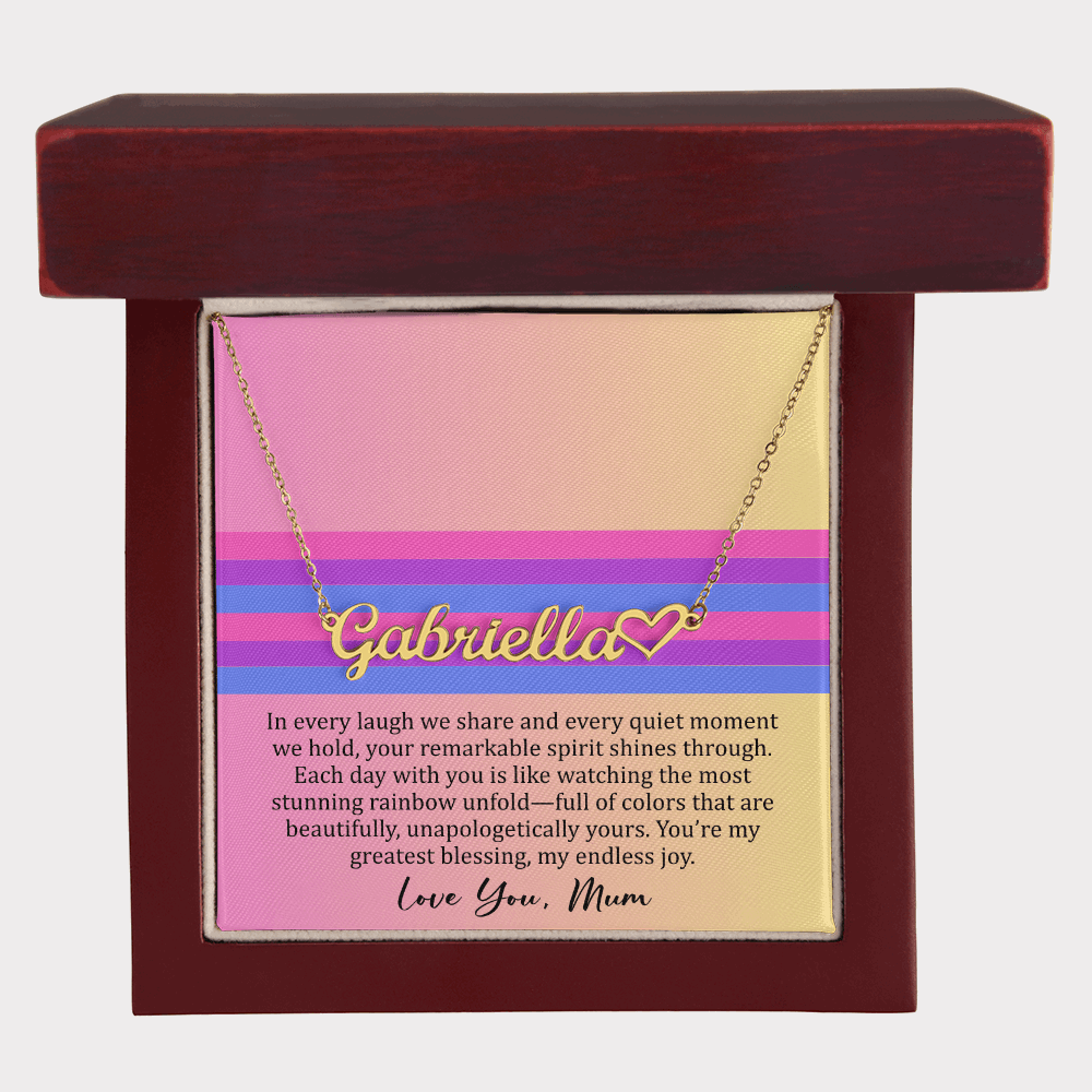 Personalized Bisexual Pride Name Necklace – Meaningful Gift from Mom for Daughter or Son