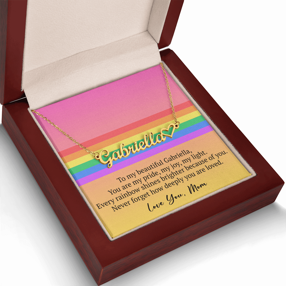 Custom Name Necklace – Rainbow Pride Gift for LGBT Child from Mom