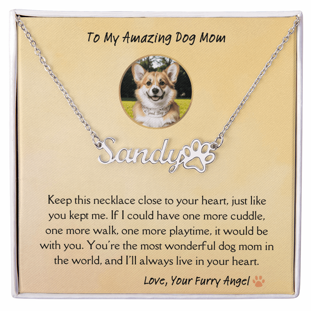 Personalized Dog Name Memorial Necklace – Pet Loss Sympathy Gift for Dog Moms