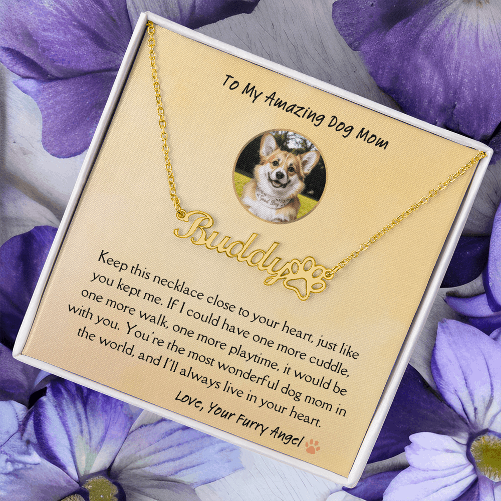 Personalized Dog Name Memorial Necklace – Pet Loss Sympathy Gift for Dog Moms