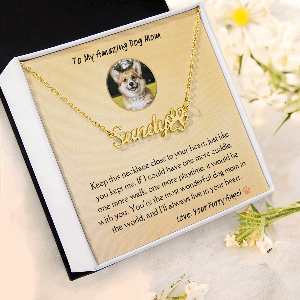Personalized Dog Name Memorial Necklace – Pet Loss Sympathy Gift for Dog Moms