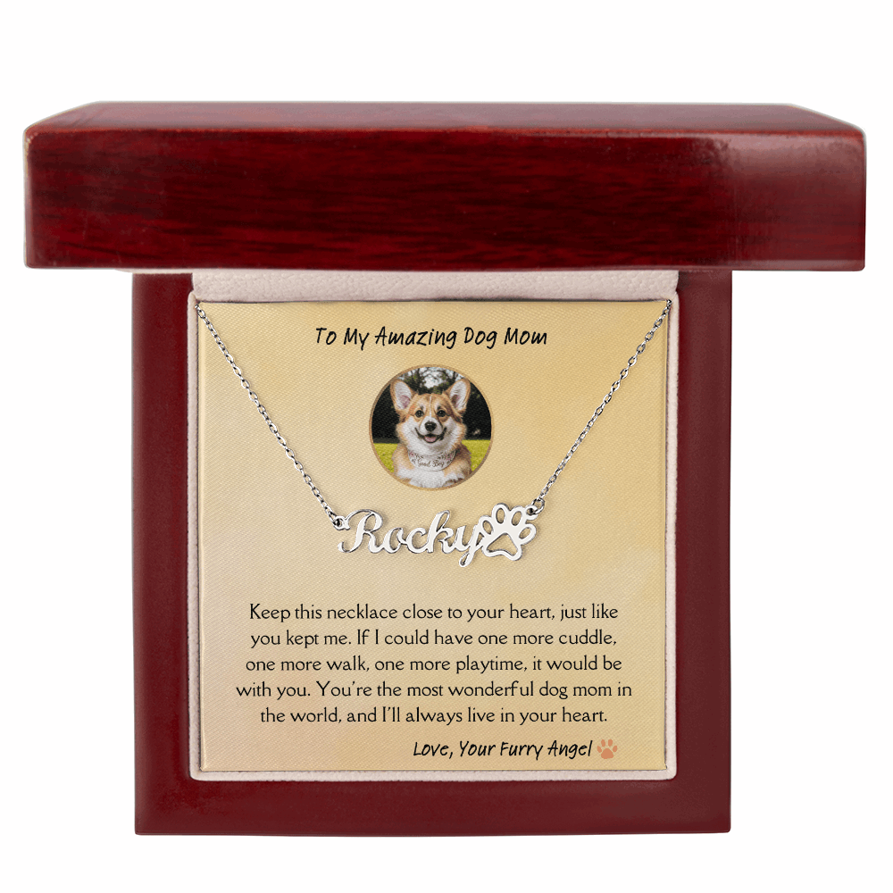 Personalized Dog Name Memorial Necklace – Pet Loss Sympathy Gift for Dog Moms