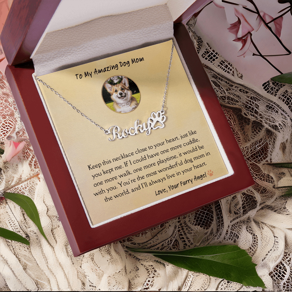 Personalized Dog Name Memorial Necklace – Pet Loss Sympathy Gift for Dog Moms
