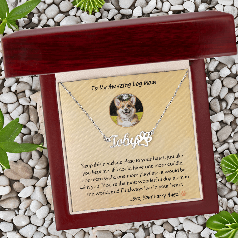 Personalized Dog Name Memorial Necklace – Pet Loss Sympathy Gift for Dog Moms