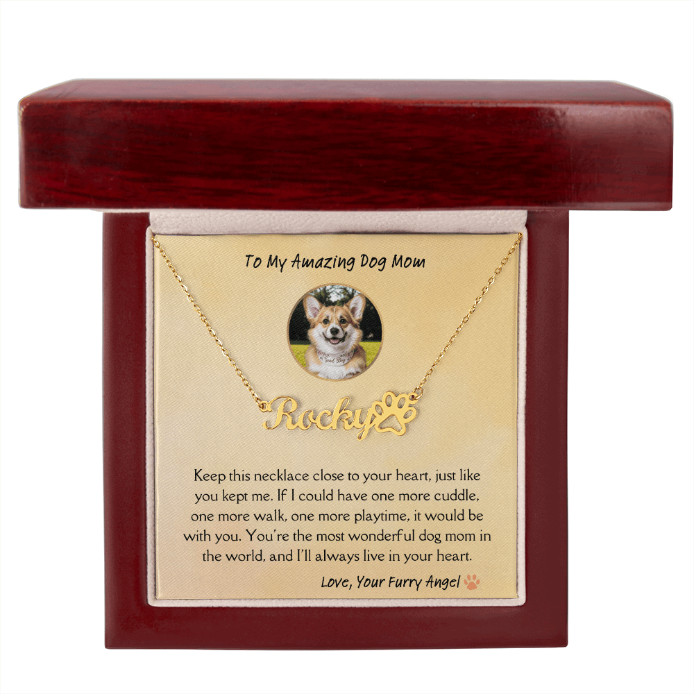 Personalized Dog Name Memorial Necklace – Pet Loss Sympathy Gift for Dog Moms
