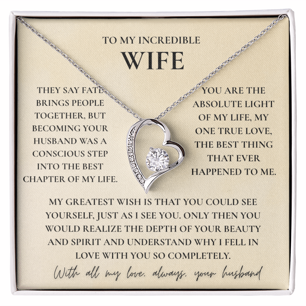 To My Wife Necklace - Romantic Heart Gift with Message Card