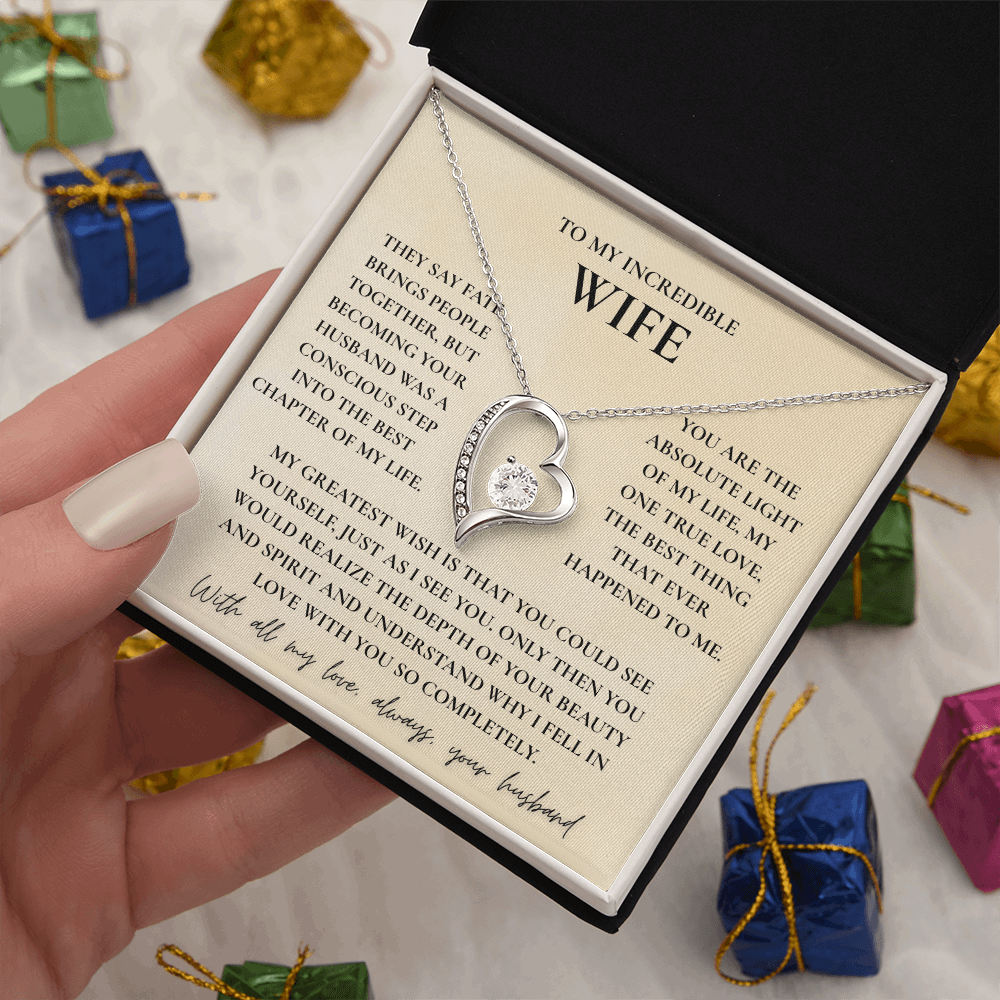 To My Wife Necklace - Romantic Heart Gift with Message Card