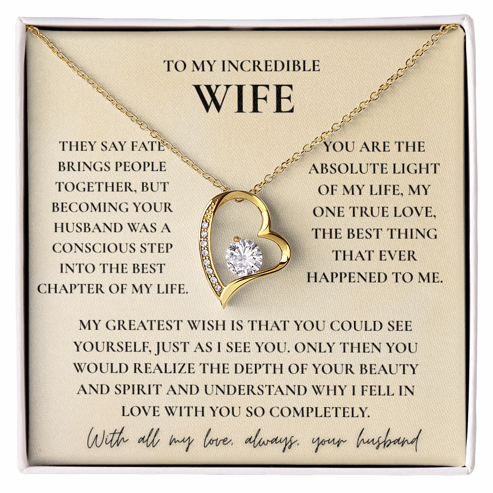 To My Wife Necklace - Romantic Heart Gift with Message Card