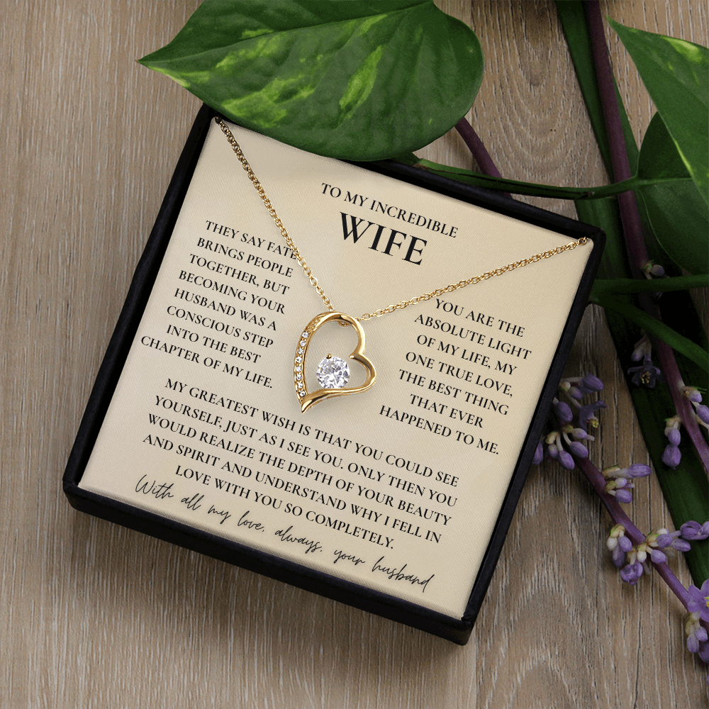 To My Wife Necklace - Romantic Heart Gift with Message Card