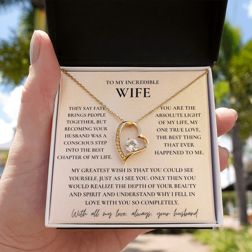 To My Wife Necklace - Romantic Heart Gift with Message Card