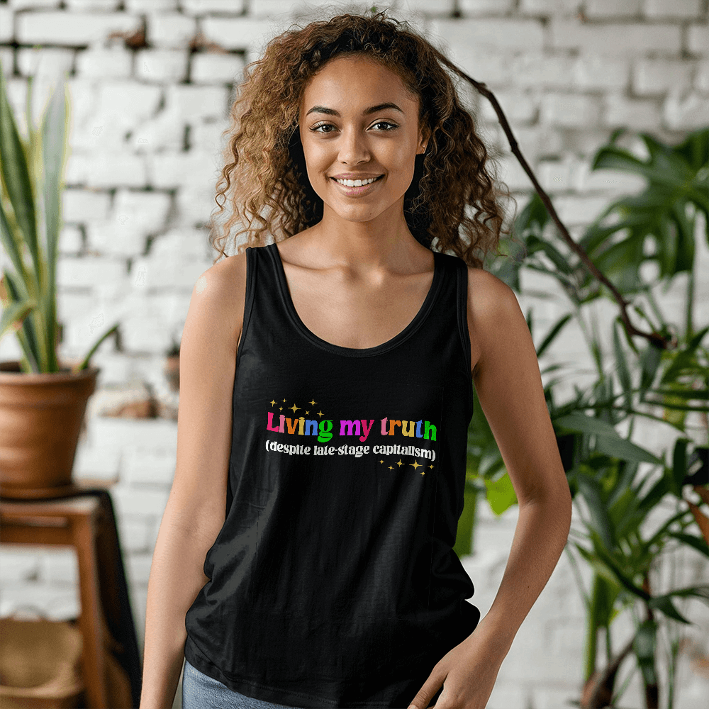 Living My Truth LGBTQ Pride Tank Top – Funny & Colorful Queer Unisex Clothing