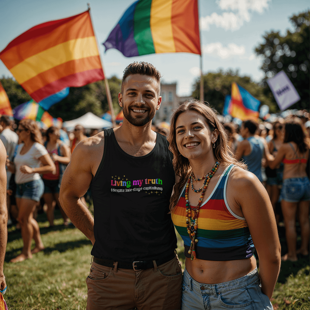 Living My Truth LGBTQ Pride Tank Top – Funny & Colorful Queer Unisex Clothing