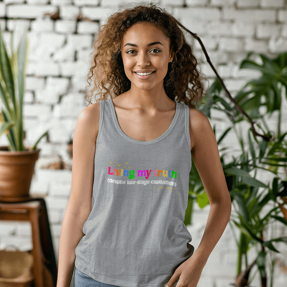 Living My Truth LGBTQ Pride Tank Top – Funny & Colorful Queer Unisex Clothing