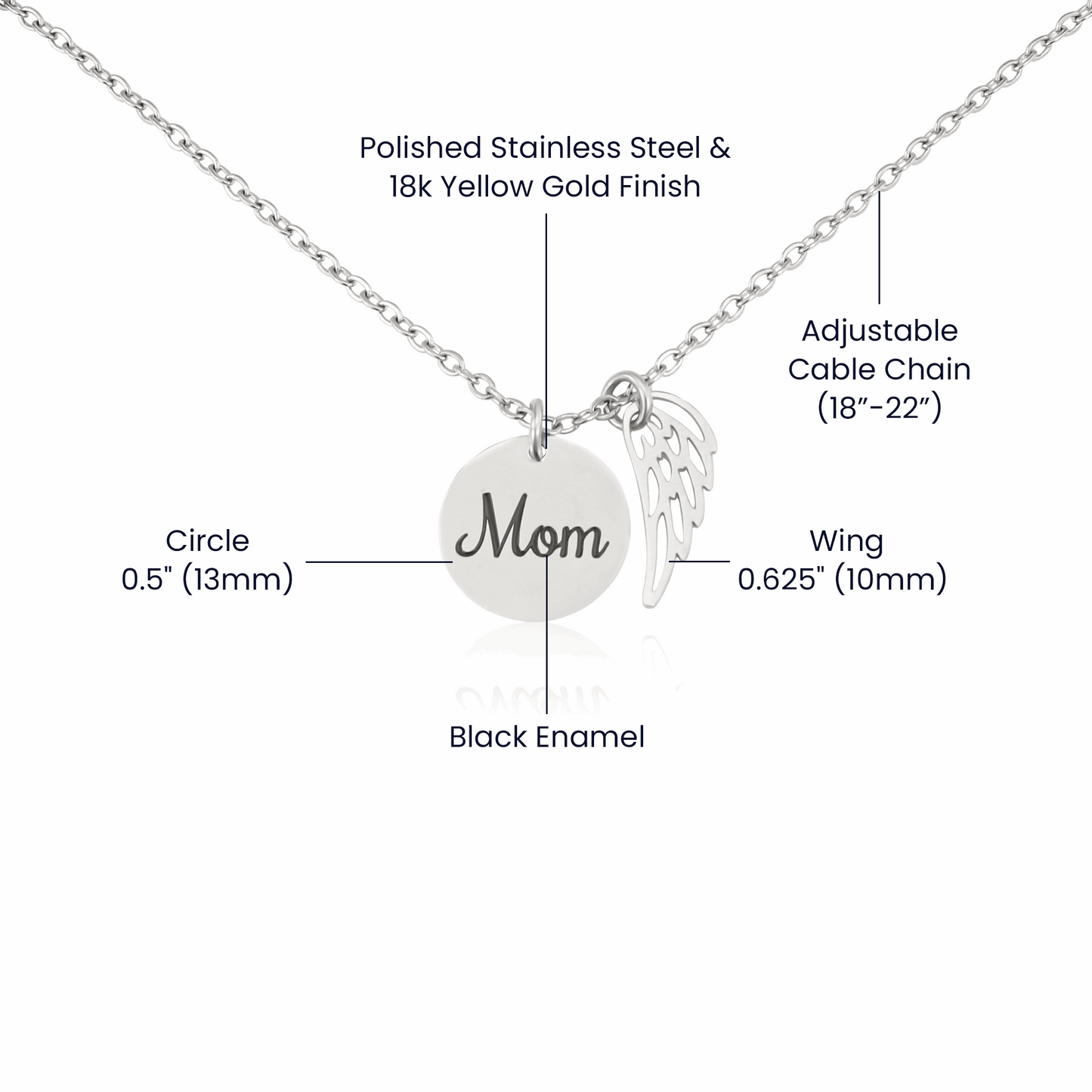 Memorial Jewelry for Loss of Mom – Remembrance Necklace with Angel Wing – Sympathy Gift Keepsake