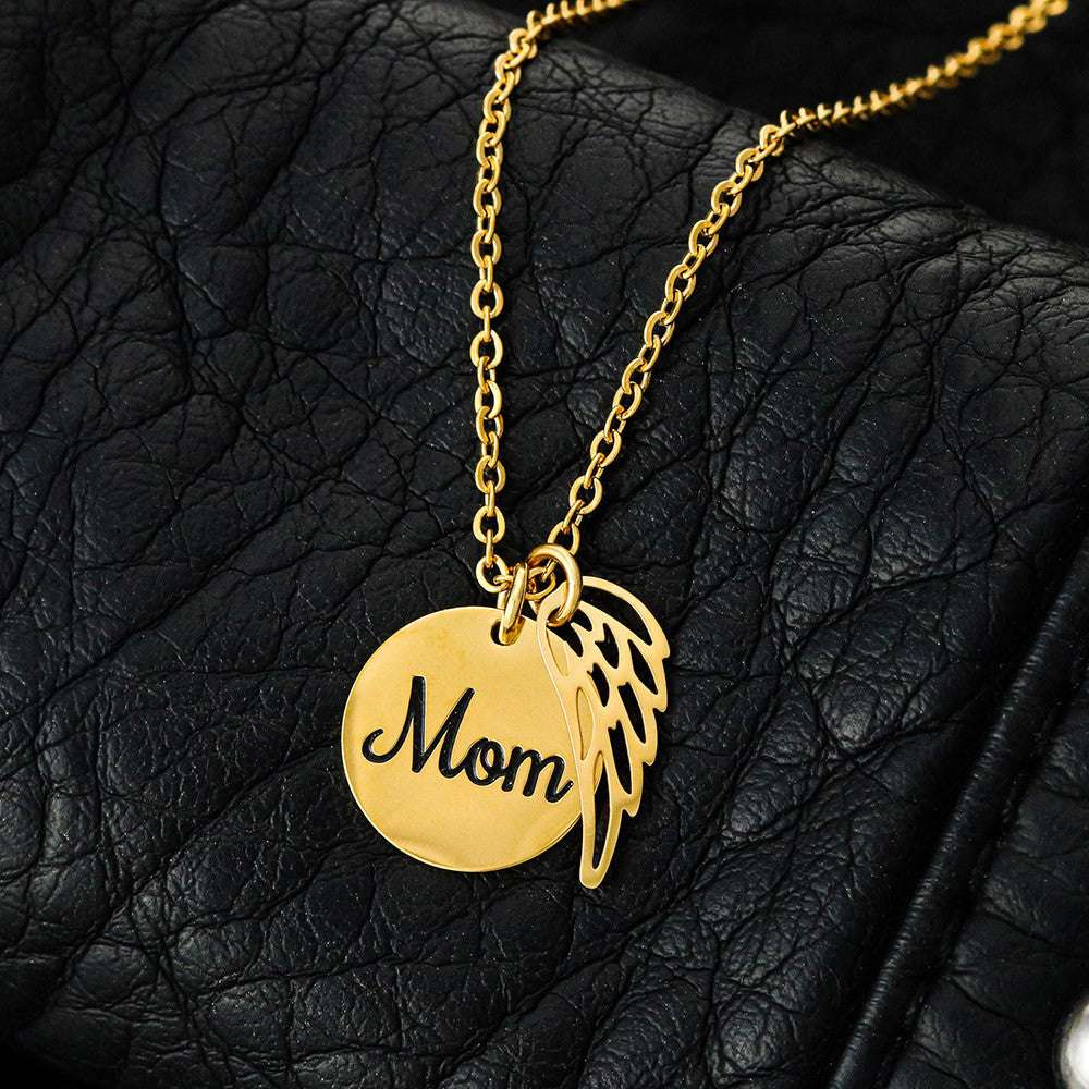 Memorial Jewelry for Loss of Mom – Remembrance Necklace with Angel Wing – Sympathy Gift Keepsake