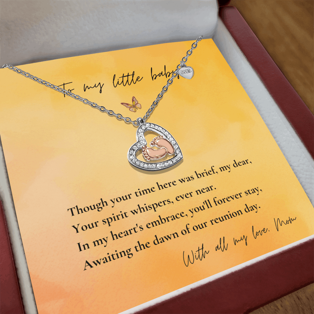 Loss of Child Memorial Necklace | Infant Loss Keepsake Jewelry | Baby Feet Heart Bereavement Gift for Mom