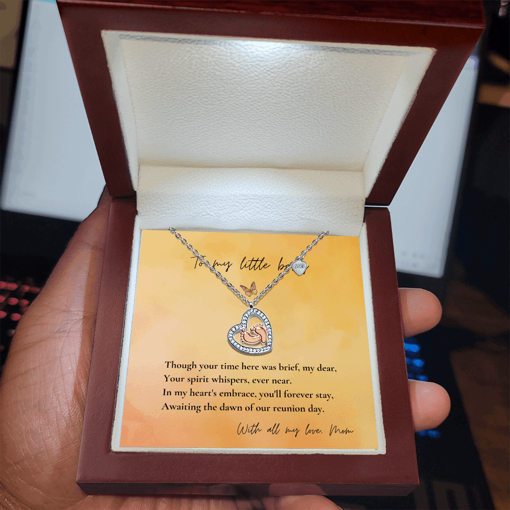 Loss of Child Memorial Necklace | Infant Loss Keepsake Jewelry | Baby Feet Heart Bereavement Gift for Mom
