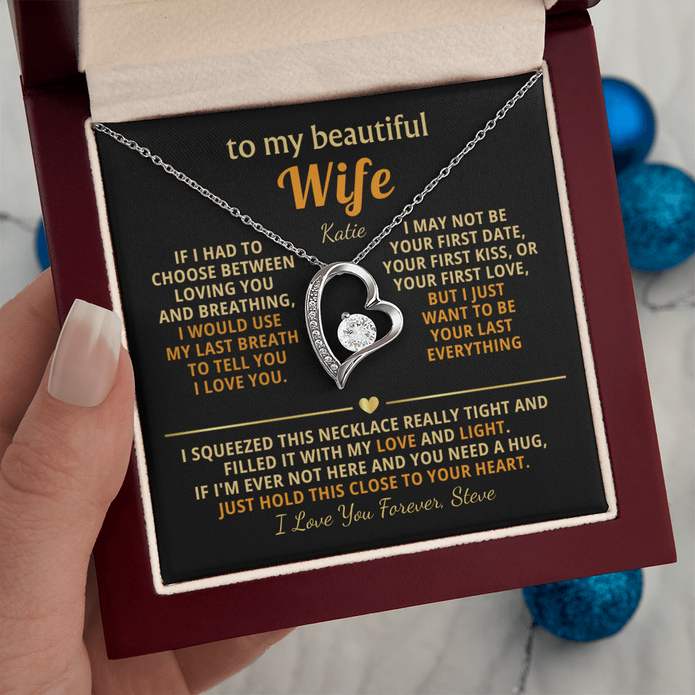 Personalized To My Wife Necklace - Heartfelt Heart Gift Set for Christmas, Anniversary or Birthday