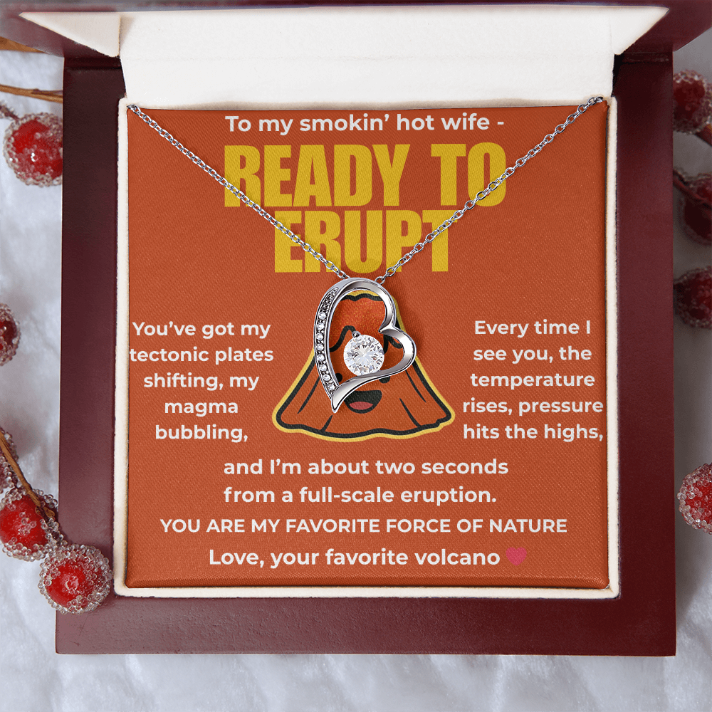 Funny Husband to Wife Gift – “To My Smokin' Hot Wife” Volcano Message Card with Necklace