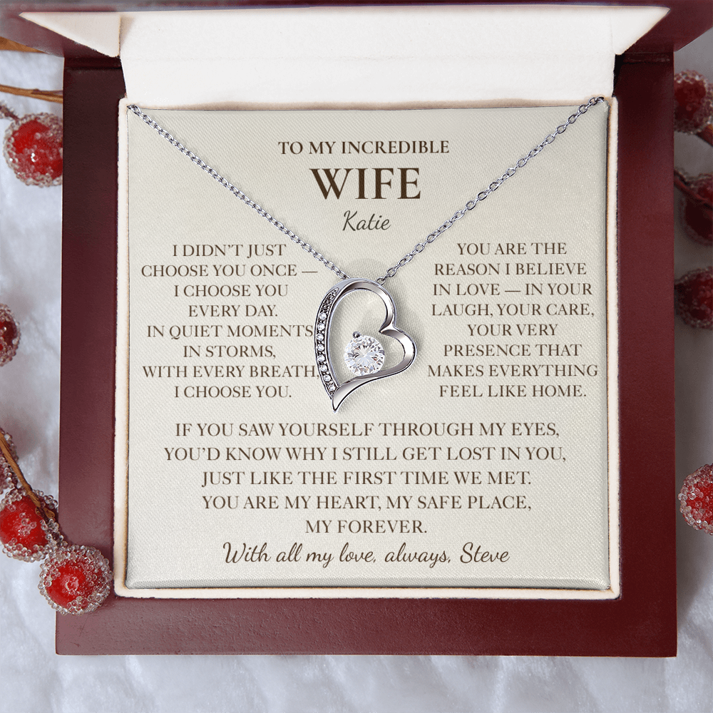 To My Wife Necklace - Personalized Romantic Gift with Message Card