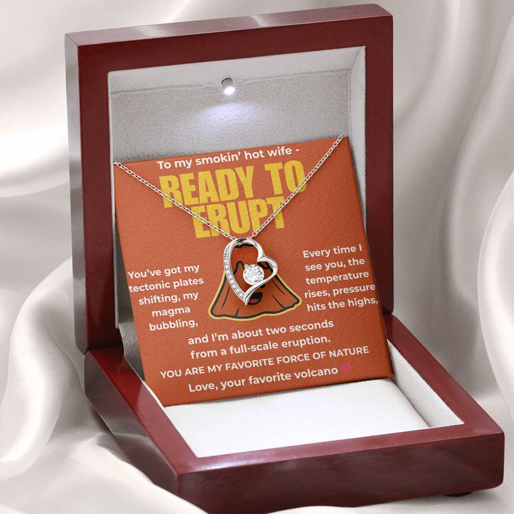Funny Husband to Wife Gift – “To My Smokin' Hot Wife” Volcano Message Card with Necklace