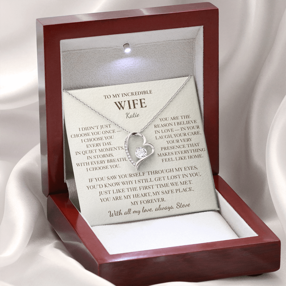 To My Wife Necklace - Personalized Romantic Gift with Message Card