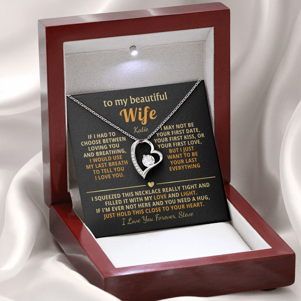Personalized To My Wife Necklace - Heartfelt Heart Gift Set for Christmas, Anniversary or Birthday