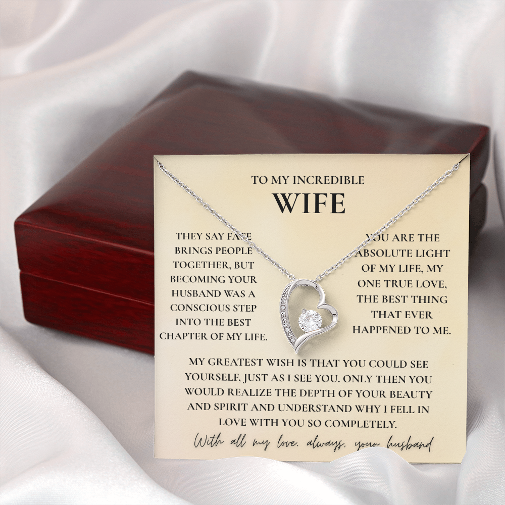 To My Wife Necklace - Romantic Heart Gift with Message Card