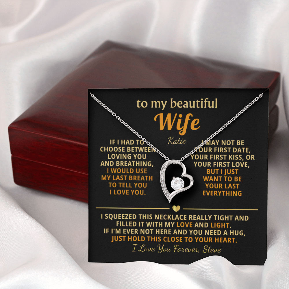 Personalized To My Wife Necklace - Heartfelt Heart Gift Set for Christmas, Anniversary or Birthday