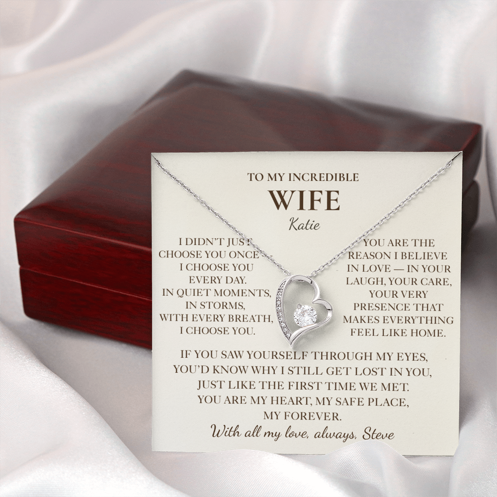 To My Wife Necklace - Personalized Romantic Gift with Message Card