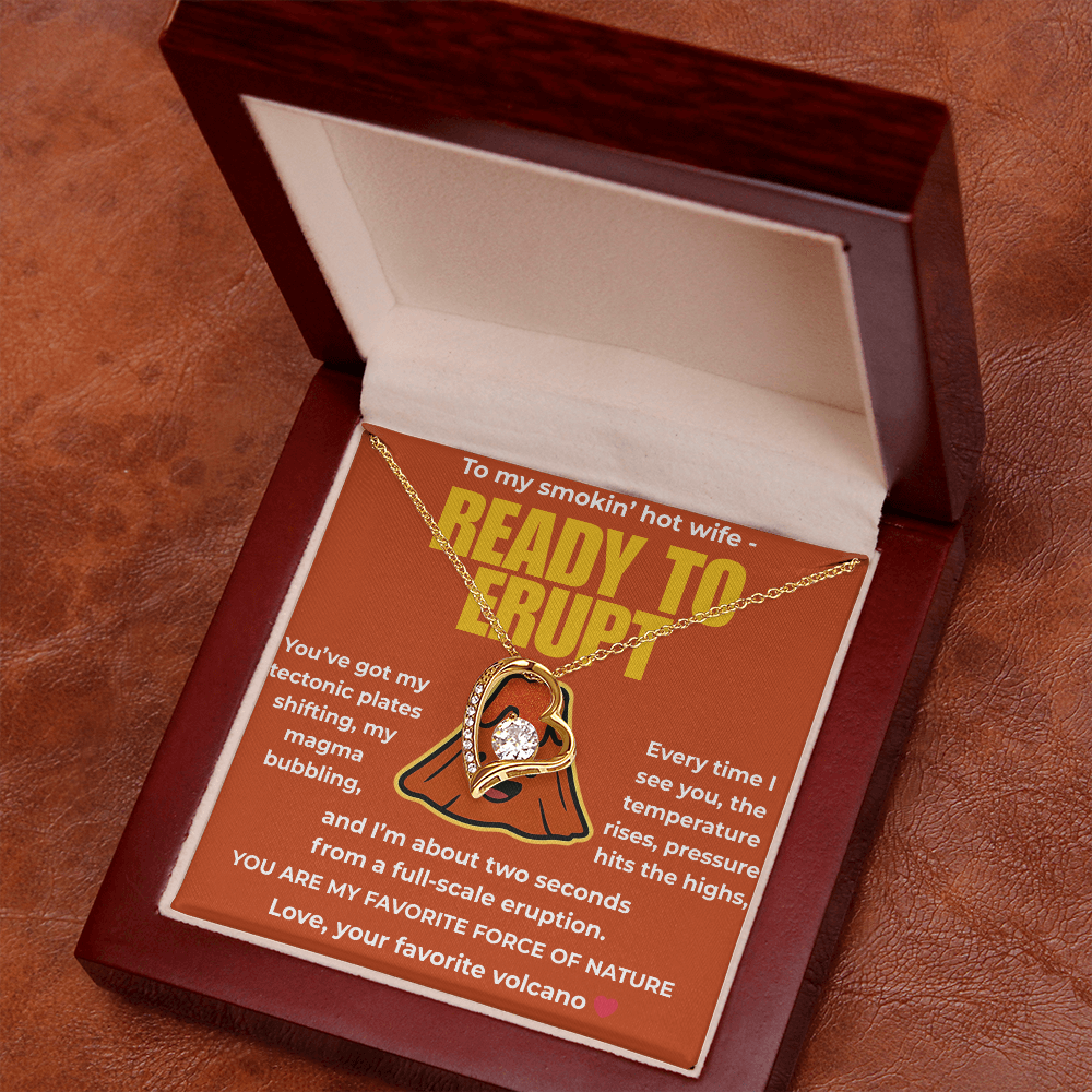 Funny Husband to Wife Gift – “To My Smokin' Hot Wife” Volcano Message Card with Necklace