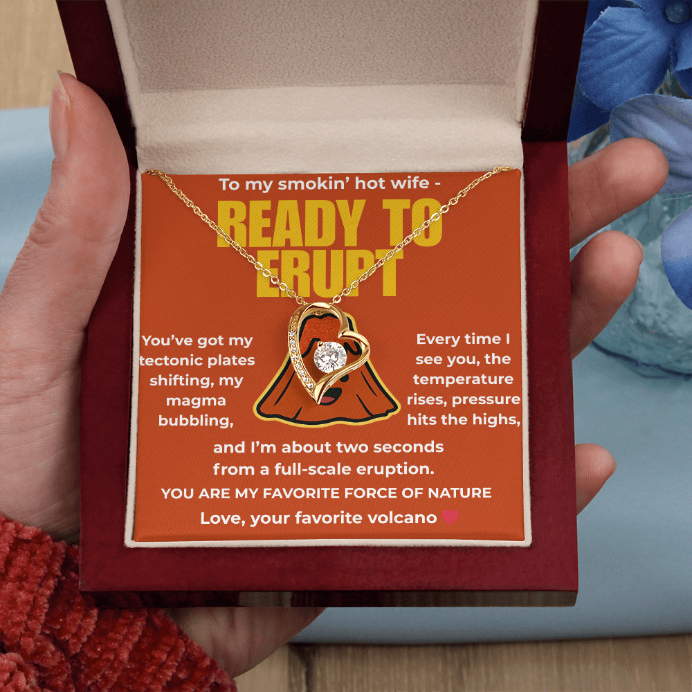 Funny Husband to Wife Gift – “To My Smokin' Hot Wife” Volcano Message Card with Necklace