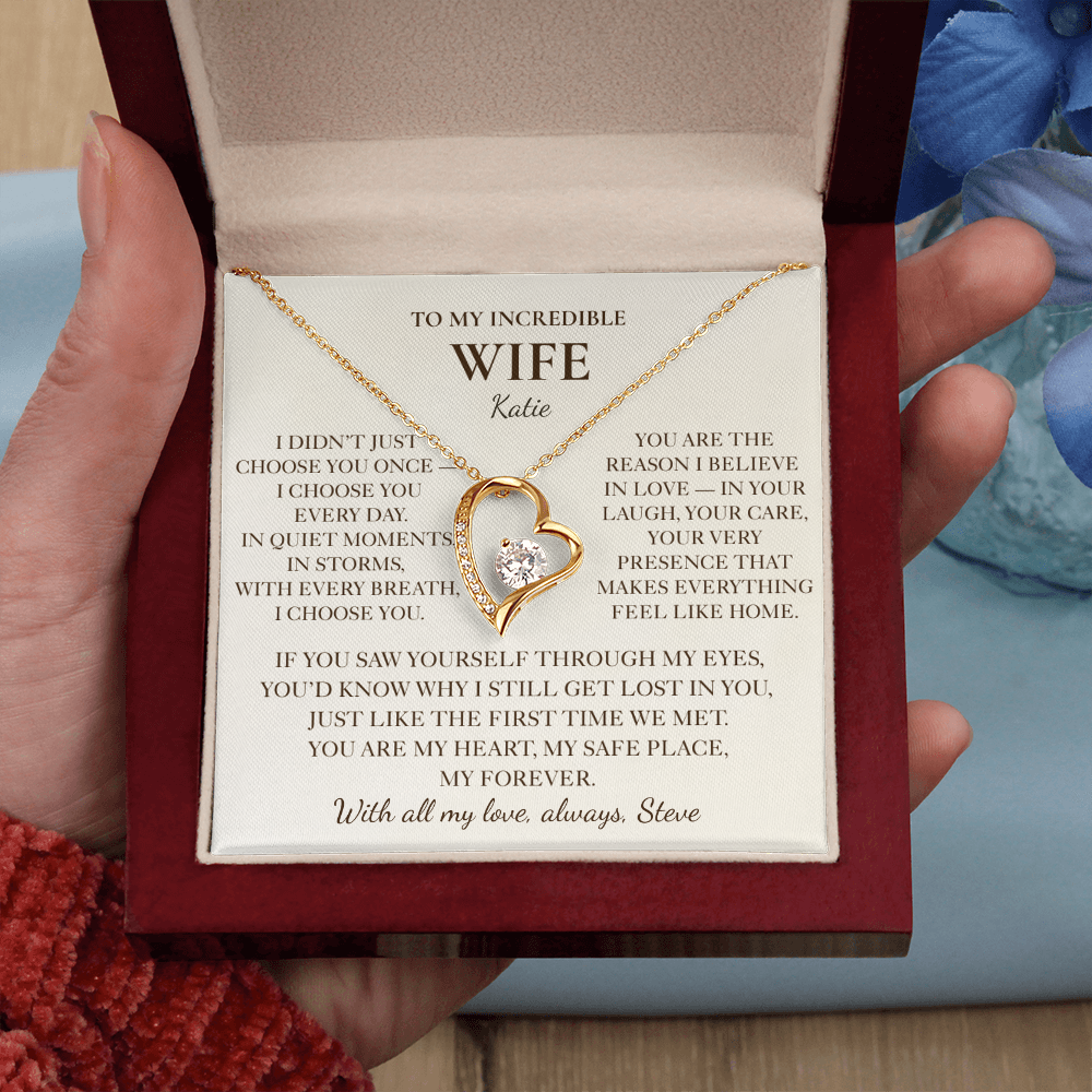 To My Wife Necklace - Personalized Romantic Gift with Message Card