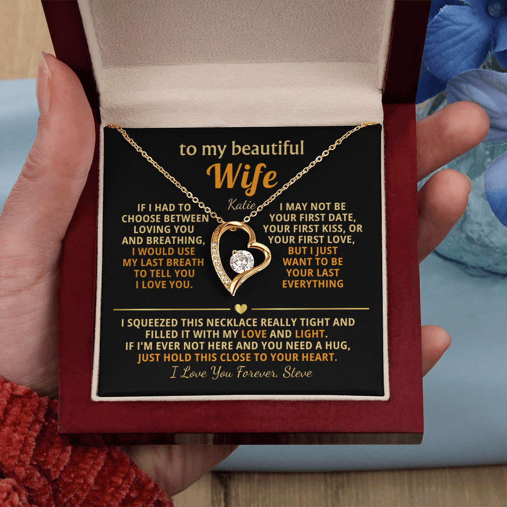 Personalized To My Wife Necklace - Heartfelt Heart Gift Set for Christmas, Anniversary or Birthday