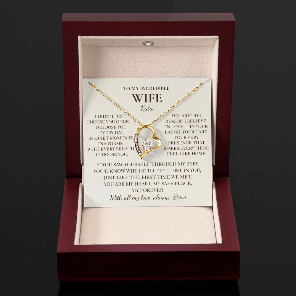 To My Wife Necklace - Personalized Romantic Gift with Message Card