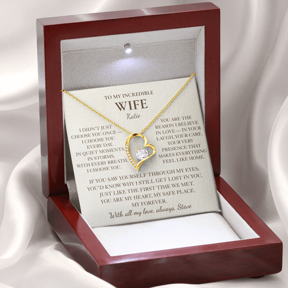 To My Wife Necklace - Personalized Romantic Gift with Message Card