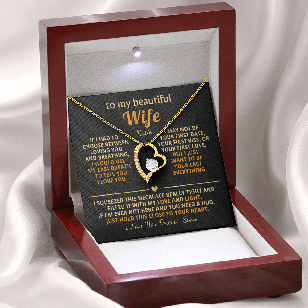 Personalized To My Wife Necklace - Heartfelt Heart Gift Set for Christmas, Anniversary or Birthday