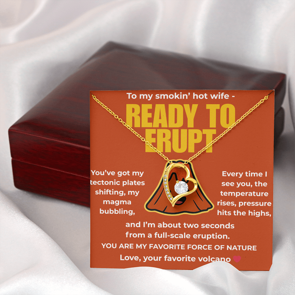 Funny Husband to Wife Gift – “To My Smokin' Hot Wife” Volcano Message Card with Necklace