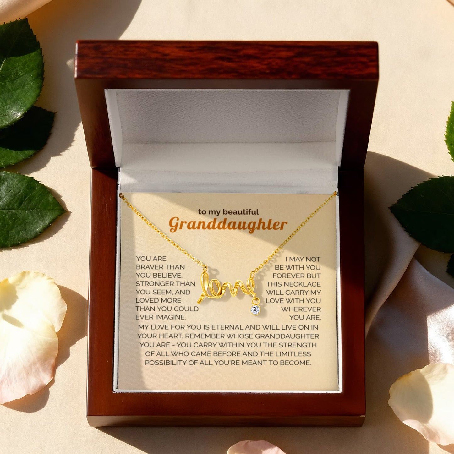 Granddaughter Gift Necklace - Love Necklace with Message from Grandma or Grandpa